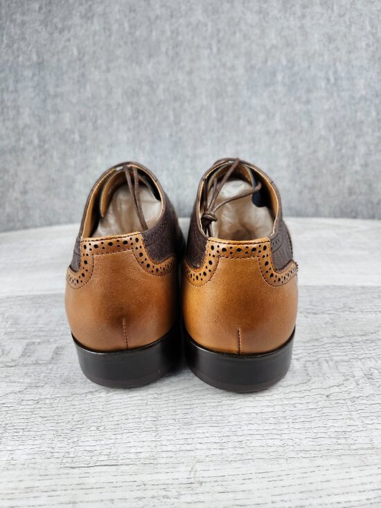 HTELUFU Men 10.5  Tri-Color Leather Wingtip Oxford Dress Shoes Paisley Brogue main image 15